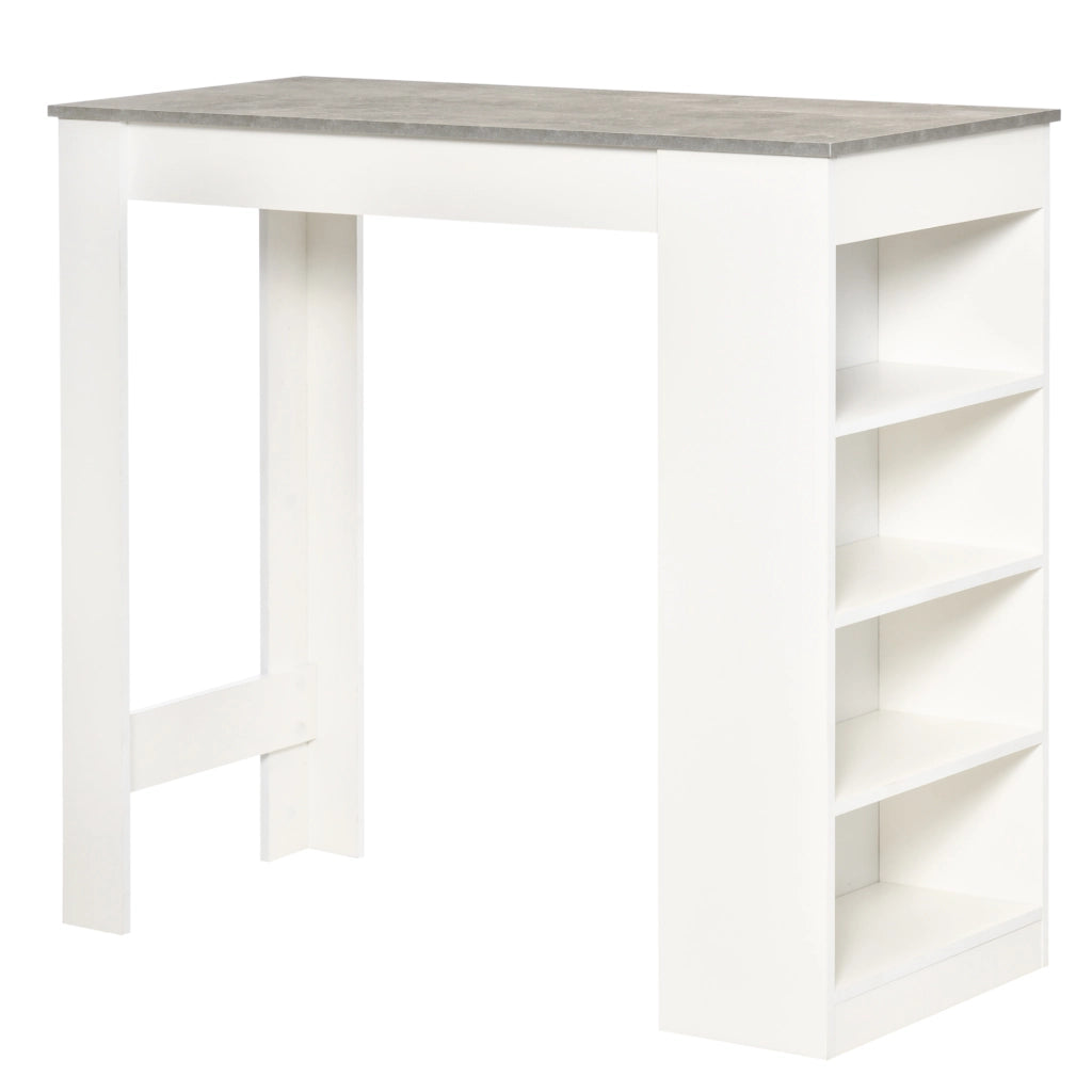 Tavolo da bar con scaffale ¨C Zephmum ¨C Bianco e grigio 115x50x102,7 cm