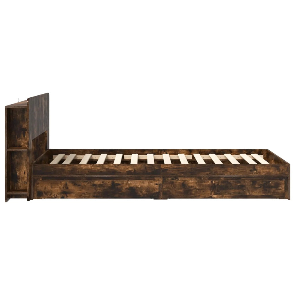 Telaio del letto con storage Rovere Fumo 100 x 200 cm