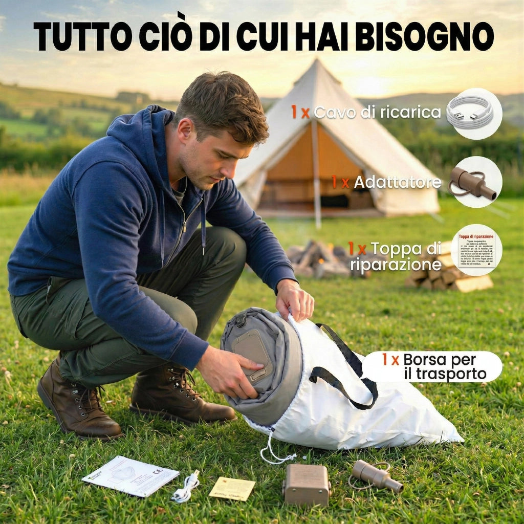 Materasso Autogonfiante Singolo 190x97x39 cm Superficie Floccata con Pompa di Gonfiaggio e Borsa di Trasporto Grigio