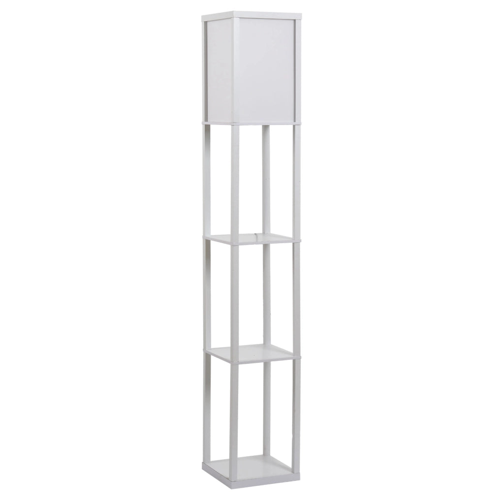 Tavolino da salotto con lampada e scaffali ¨C zephmum ¨C bianco