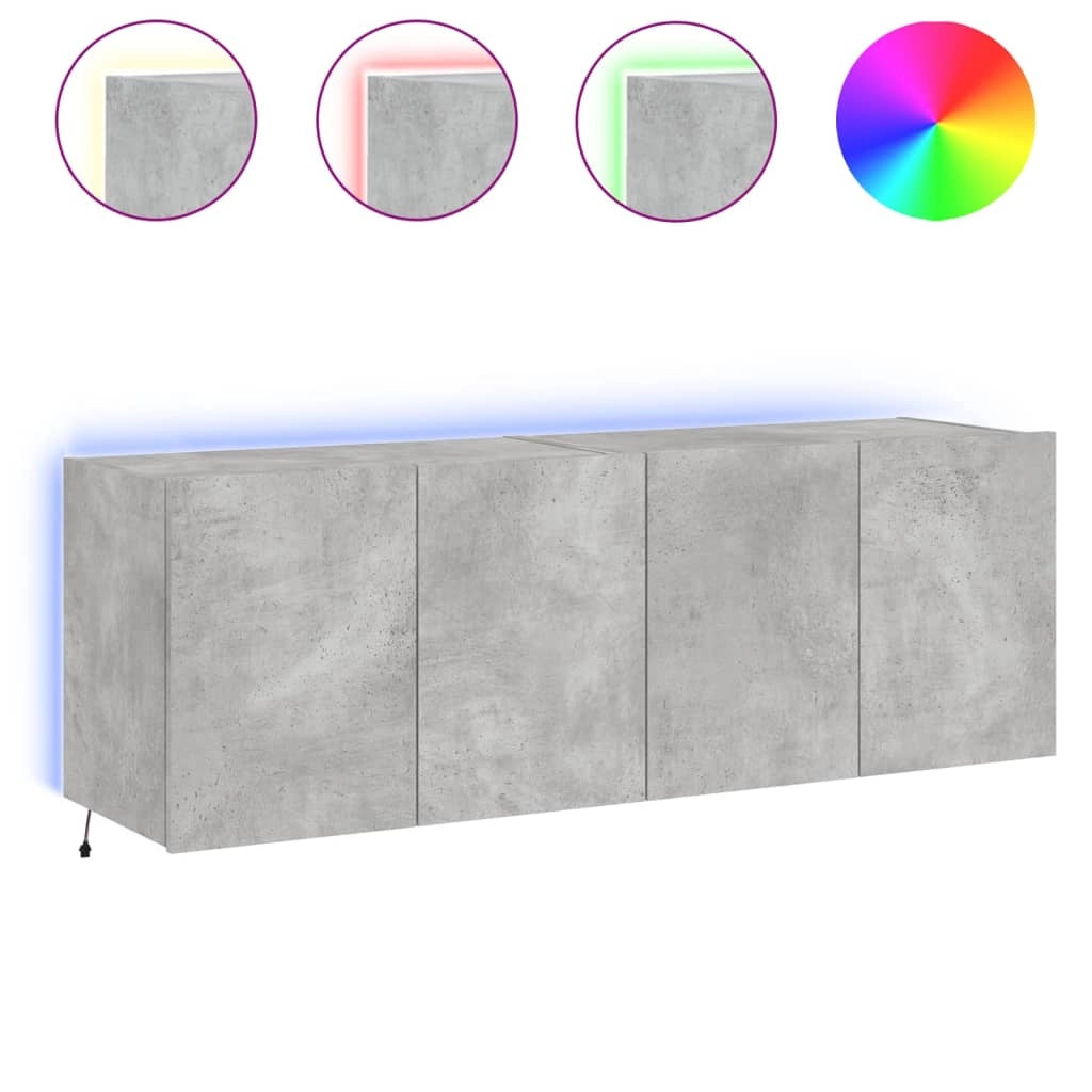 Mobile TV multimediale da parete mensola TV credenza mobile TV sala da pranzo soggiorno camera da letto e luci LED 2 pezzi 60 x 35 x 41 cm grigio 02_0029133