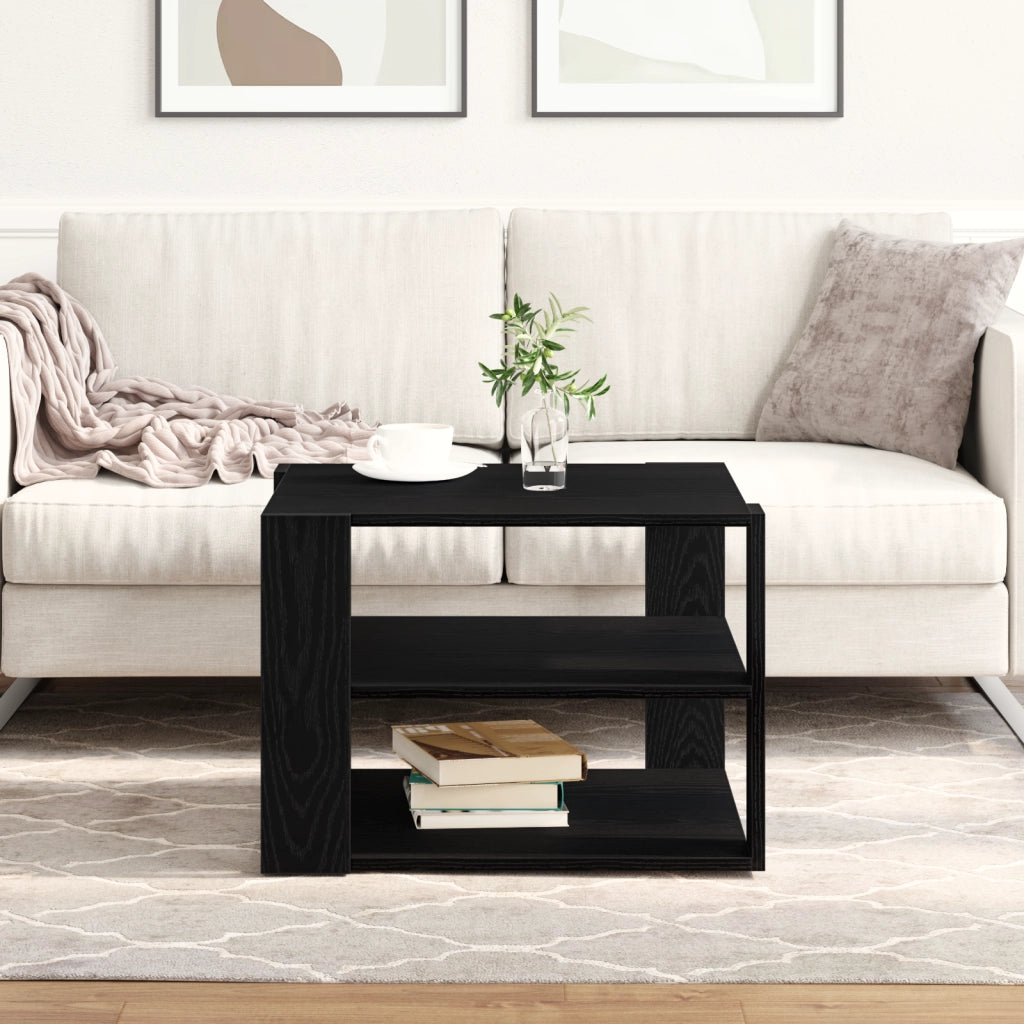 Tavolino da caffÃ¨  Nero Rovere 59,5x59,5x40 cm Legno ingegnerizzato