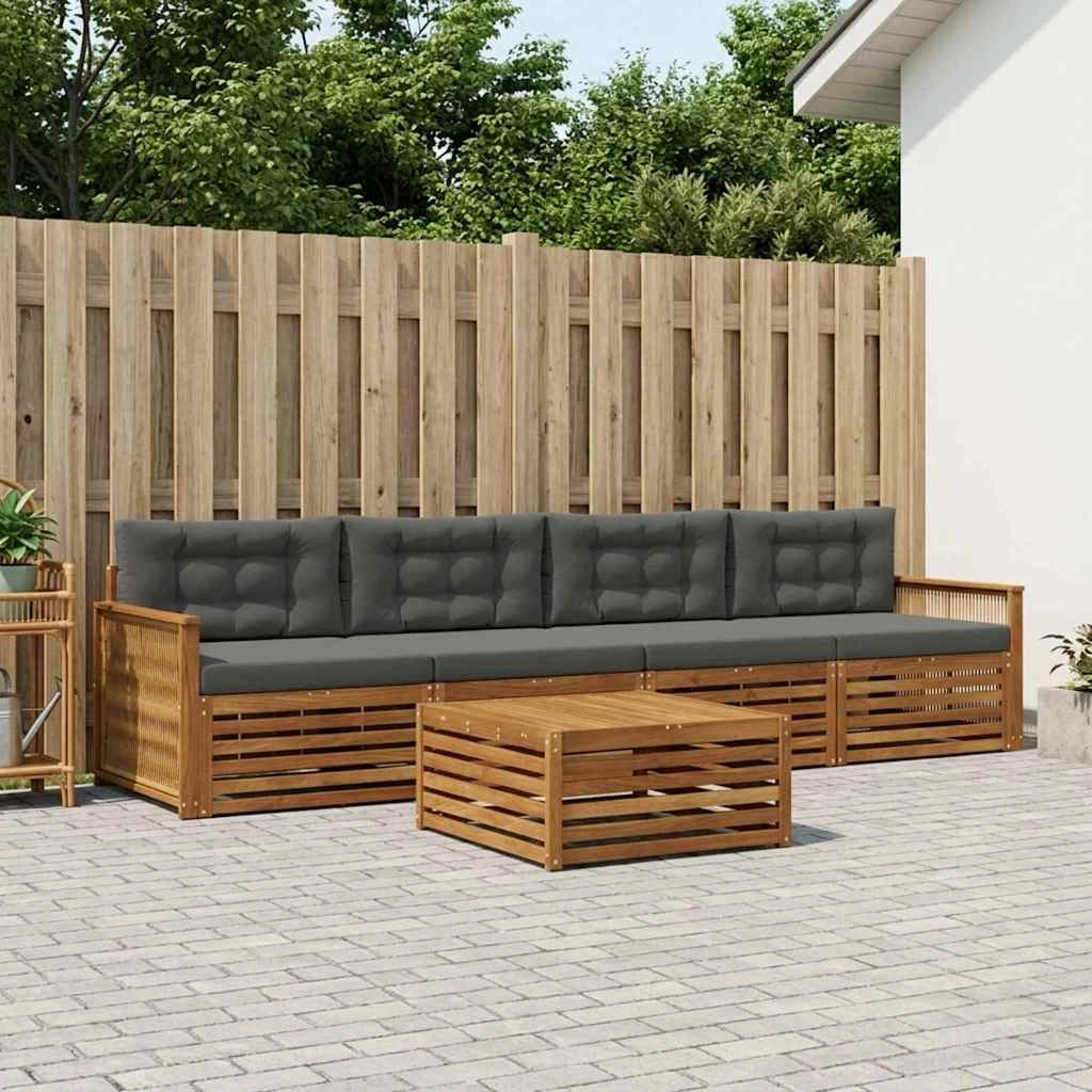 Set di divani da esterno 5 pz Naturale e Antracite 3383000