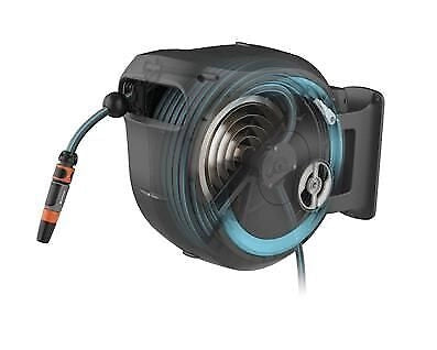 GARDENA 18630-20 RollUp XL Avvolgitubo a Parete 35 m Diametro 13 mm Rotazione 180° con Lancia e Raccordi colore Azzurro