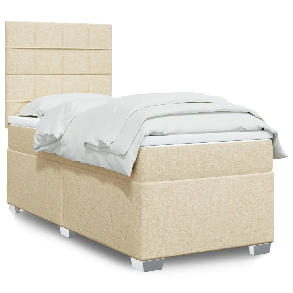 Giroletto a Molle con Materasso Crema 100x200 cm in Tessuto 3292704