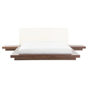 Letto ad acqua in stile giapponese in frassino marrone 160 x 200 cm testata in legno impiallacciato MDF testata in ecopelle camera da letto basso profilo