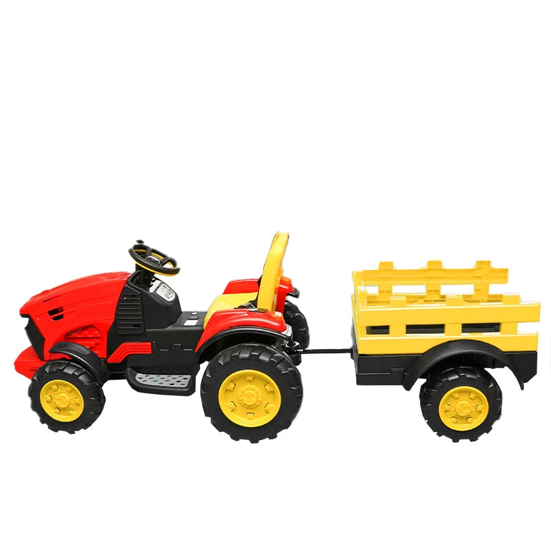 Trattore elettrico con rimorchio, telecomando e batteria per bambini 1980x650x610