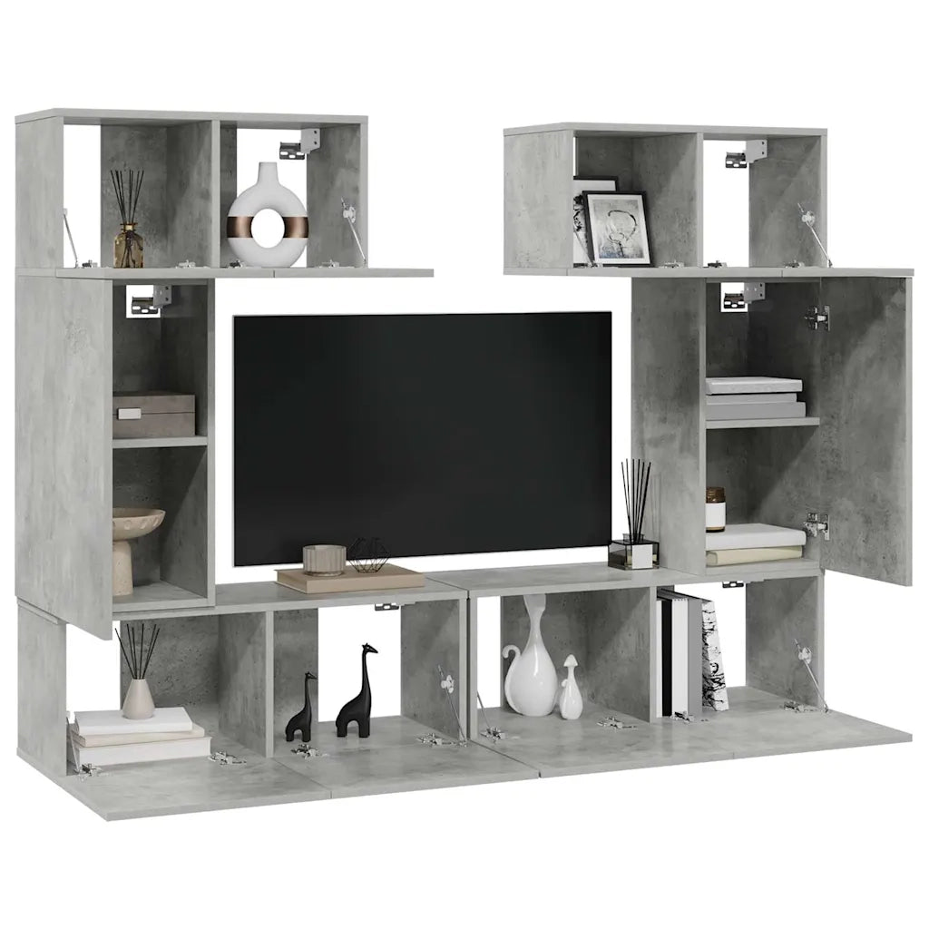 Set Mobili TV 6 pz Grigio Cemento in Truciolato  cod mxl 20808