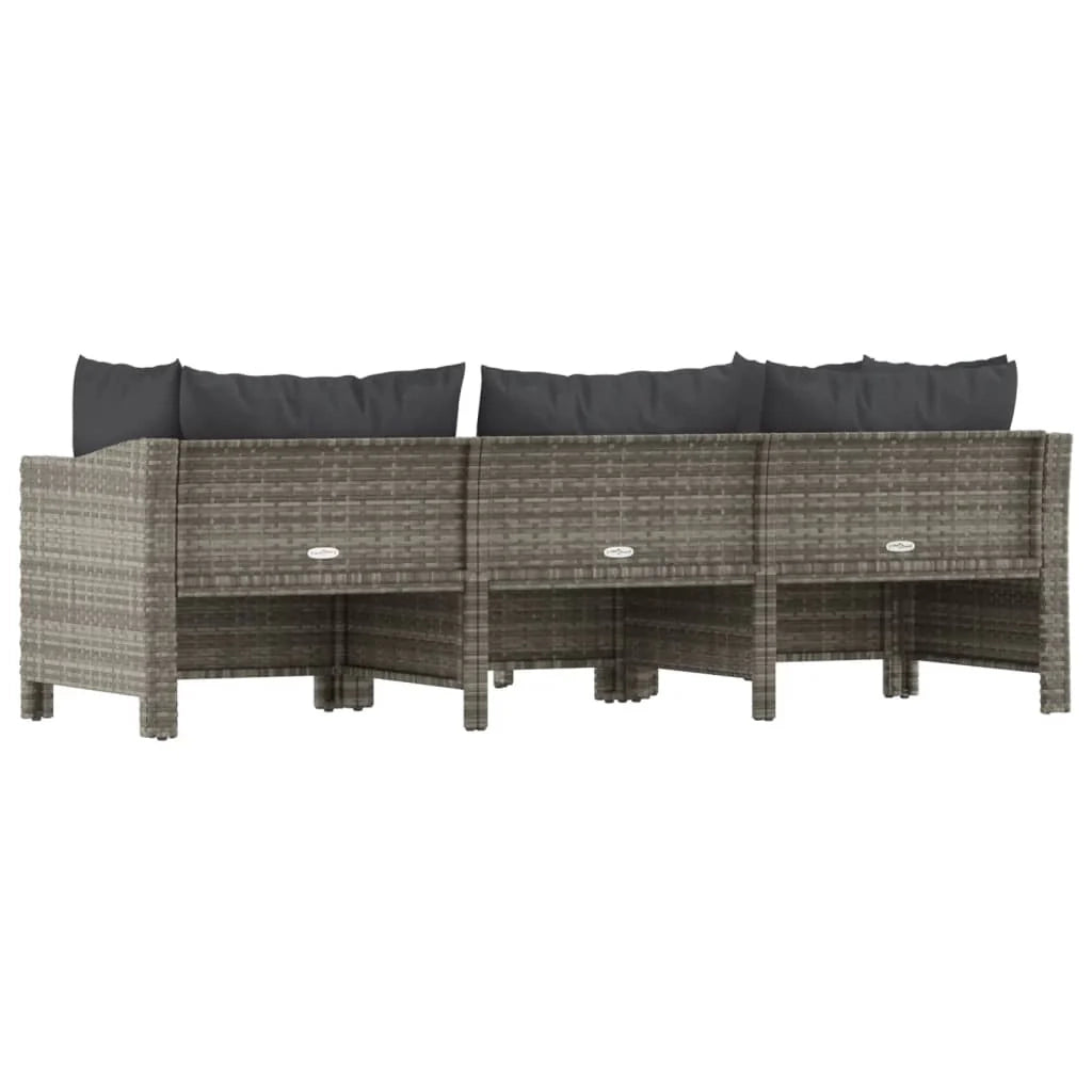 Set di mobili da giardino per esterni 4 pezzi con cuscini resina intrecciata grigia 02_0016154
