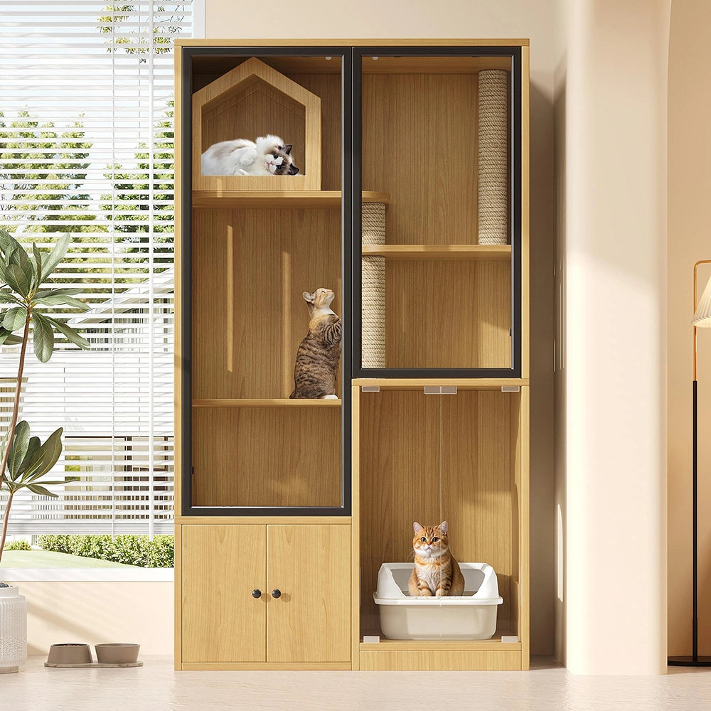 Villa per gatti 4 piani - Xylo - 90x50x160cm acero giallo