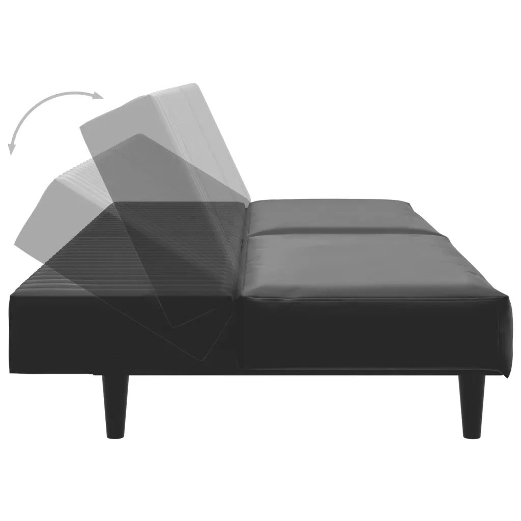 Divano Letto a 2 Posti Nero in Similpelle 375947