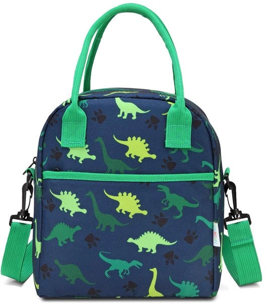 Borsa termica per bambini, isolata, borsa per pranzo per ragazzi e ragazze, per scuola, asilo nido, scuola materna, borsa per pranzo, dinosauro verde