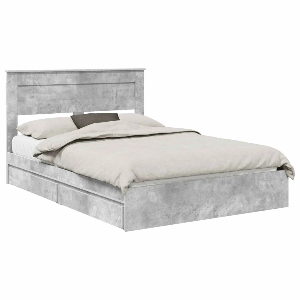 Letto con Contenitore con testiera Grigio cemento 150 x 200 cm