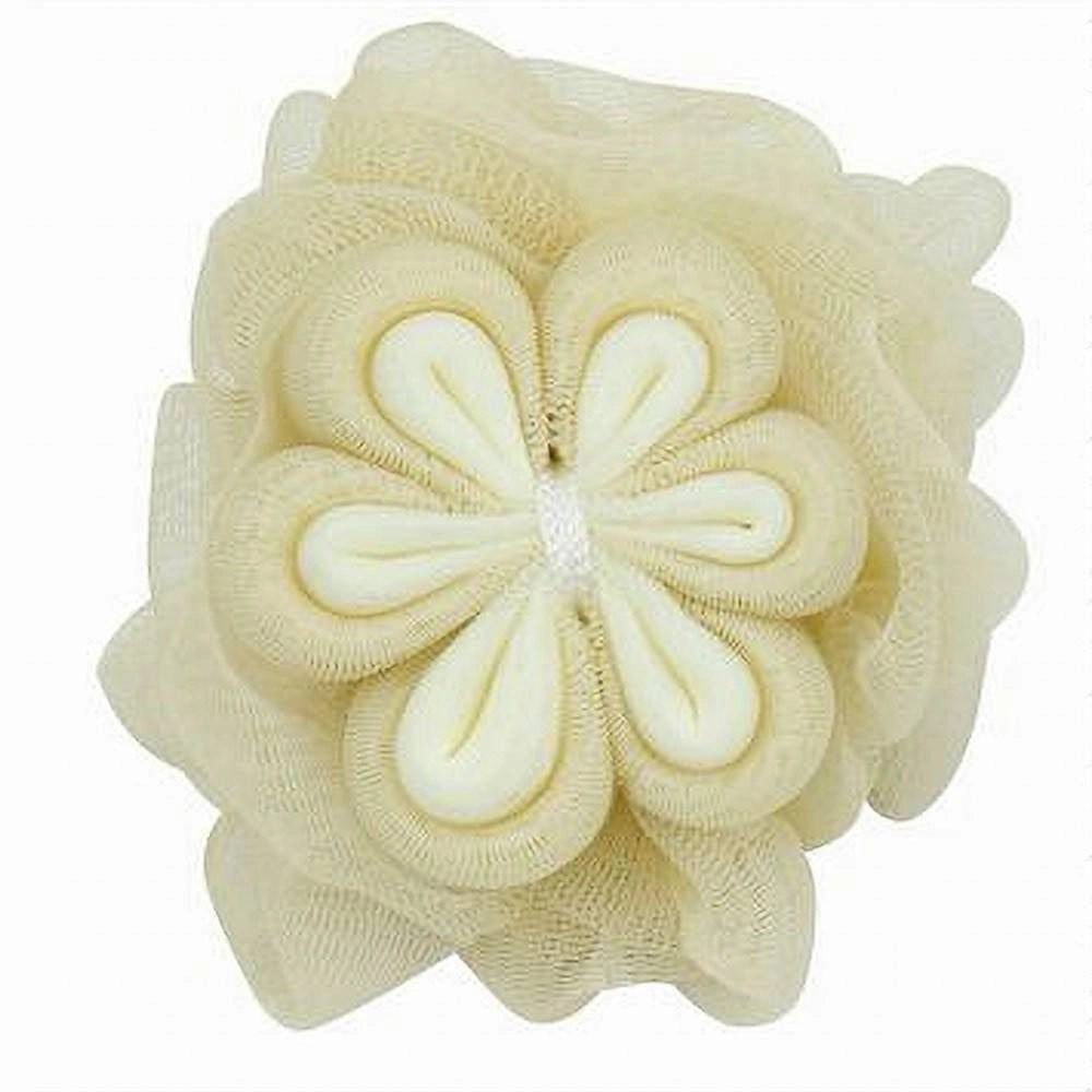 Trade Shop - Spugna A Rete Da Bagno Doccia Con Fiore Morbida Esfoliante Scrubber Gialla 79585 -