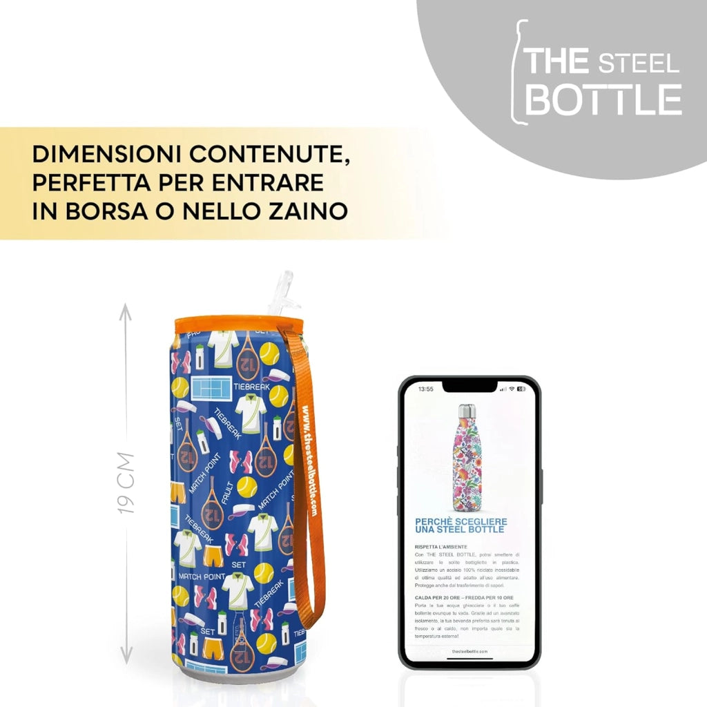 The Steel Bottle Bottiglia termica in Acciaio Inox Capacità 450 ml Chiusura Ermetica - Tennis