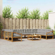 Set di divani da esterno 10 pcs Grigio Naturale e Chiaro