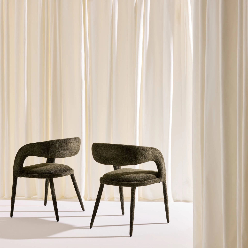 Set 2 poltrone contemporanee in tessuto, verde kaki