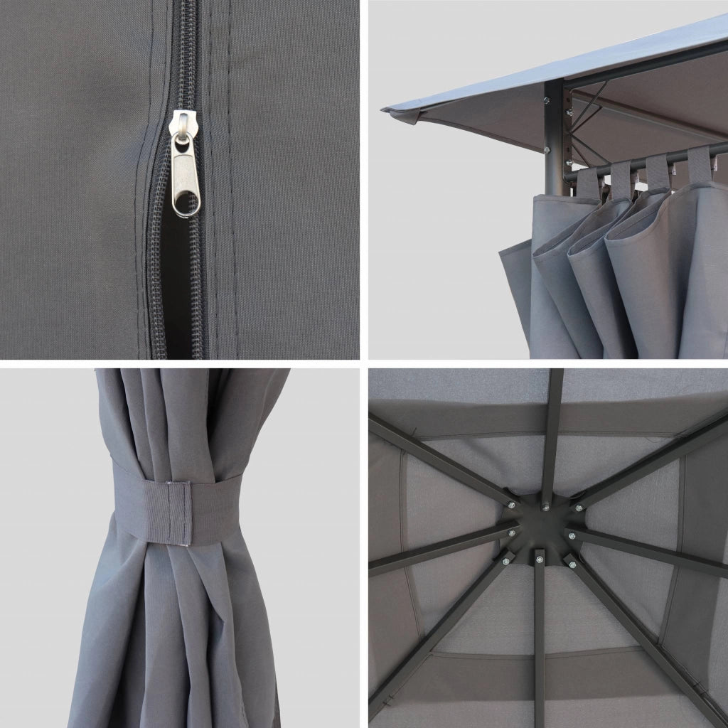 Gazebo da giardino 3x3m struttura in alluminio con tende scorrevoli,