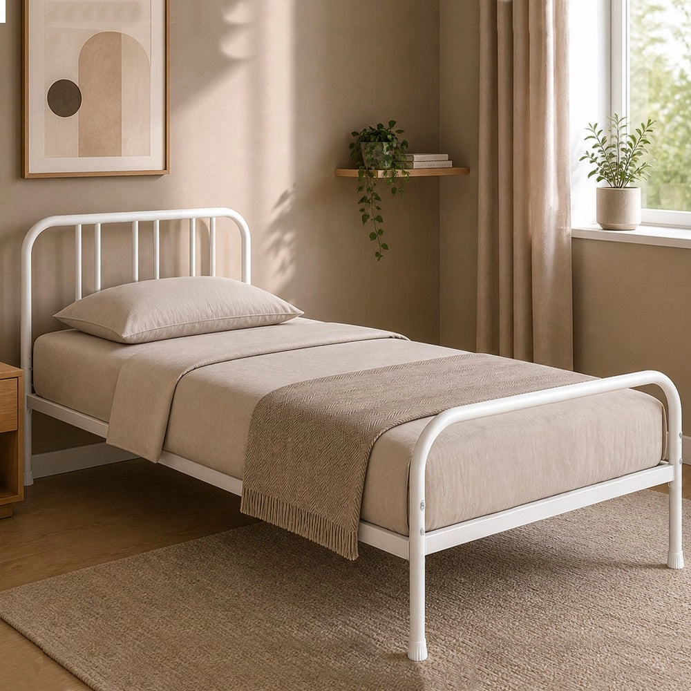 Letto singolo in metallo Genoa colore bianco