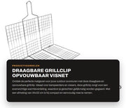 Clip per griglia da campeggio portatile - RVS - 34x32cm - 2 stecchi - Design duraturo - Rete da griglia