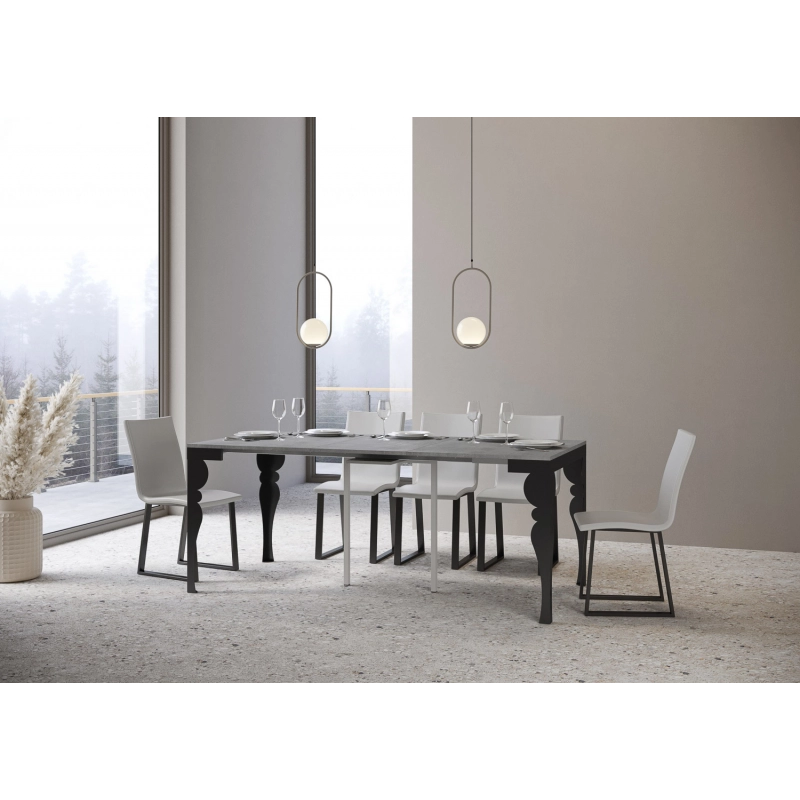 Consolle allungabile 90x40/300 cm Paxon Evolution telaio Antracite - Cemento