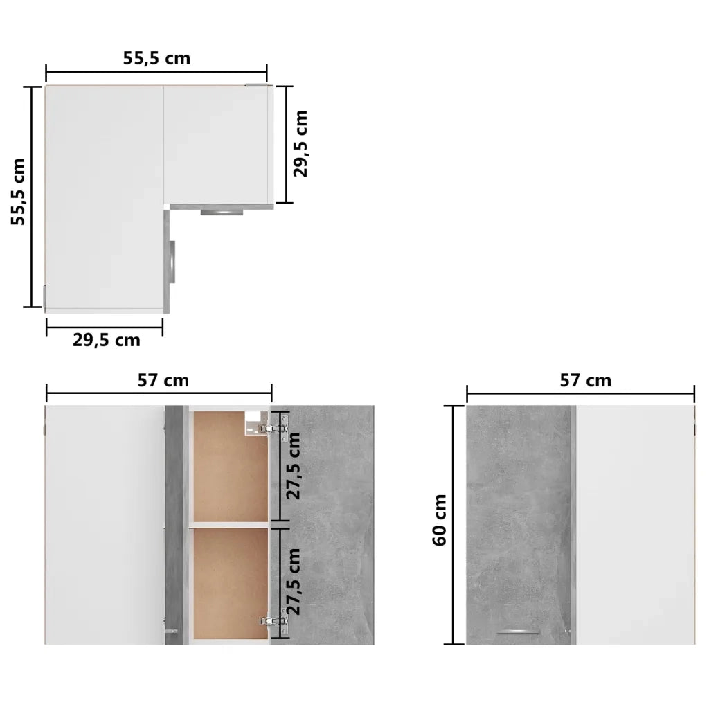 Pensile Angolare “Lyon” Grigio Cemento 57x57x60cm 806394