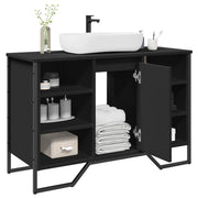 Mobile Lavabo Bagno-Armadietto da bagno Nero 91x35x60 cm in Truciolato 631765