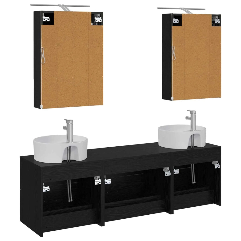 Set di mobili per il bagno 5 pcs Rovere Nero 3406880