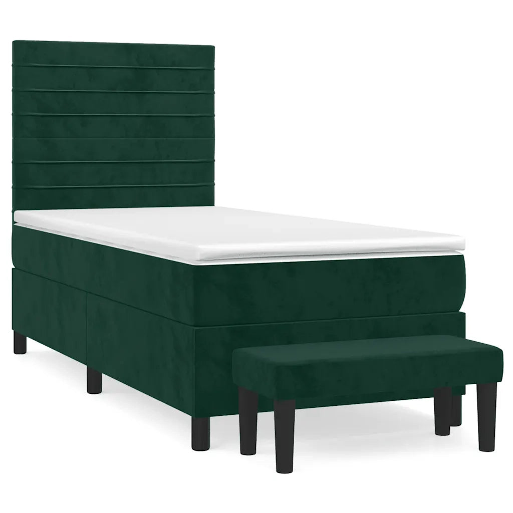Giroletto a Molle con Materasso Verde Scuro 90x190 cm Velluto