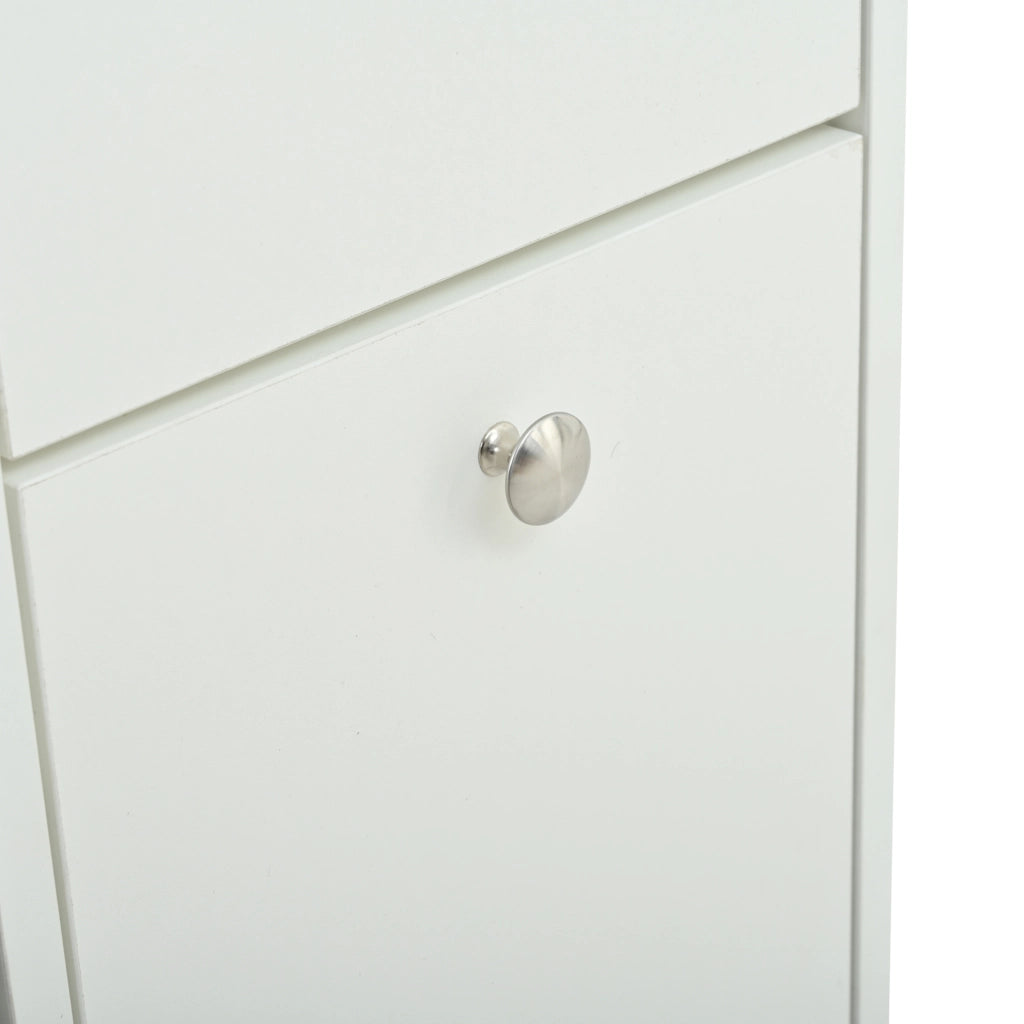 Mobile ingresso 85x40x180 cm con specchio; 2 ante; 5 ripiani e scarpiera; bianco