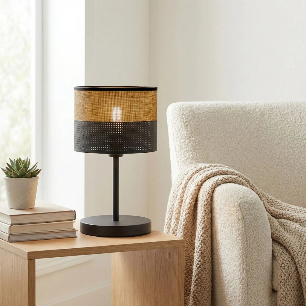 Lampada da tavolo Karbon in acciaio nero opaco
