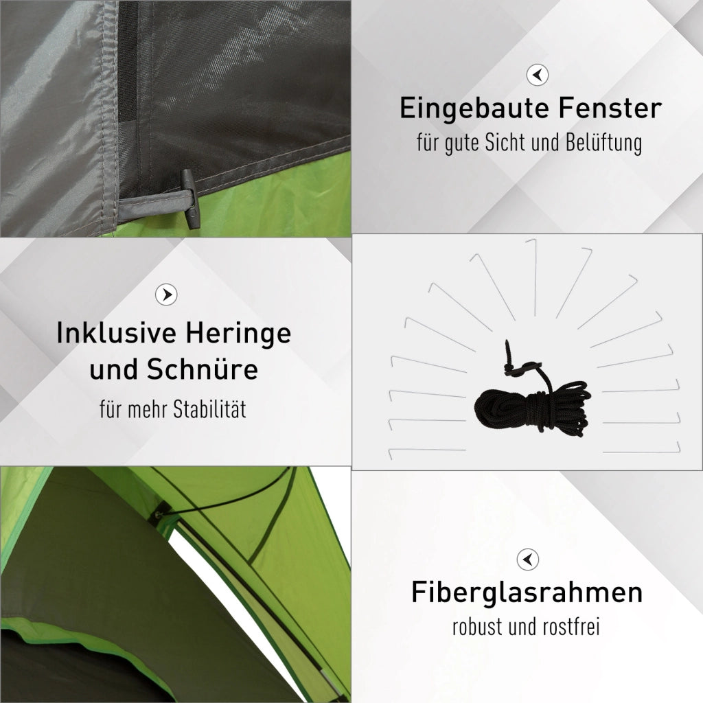 Tenda da campeggio 4-5 persone ¨C Zephmum ¨C Verde, Poliestere fibra di vetro, 300x300x230 cm
