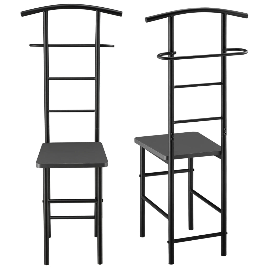 Servomuto porta abiti da notte metallo massiccio e MDF 107 cm nero e grigio 03_0006285