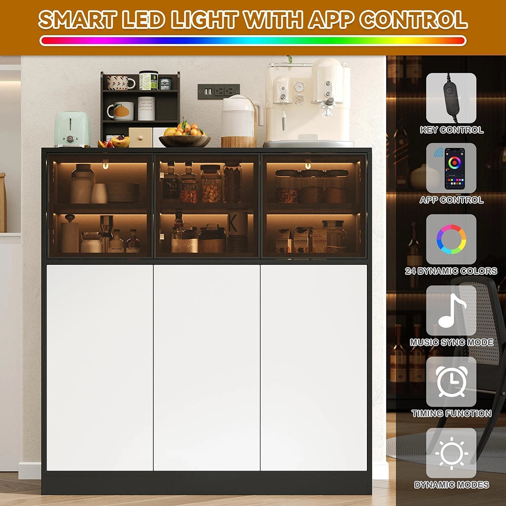 Buffet illuminato - Xylo - 100x40x105cm - 3 porte vetrate