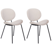 Set di 2 sedie in velluto grigio chiaro con gambe nere e senza braccioli design contemporaneo e retrò Sedute per la sala da pranzo