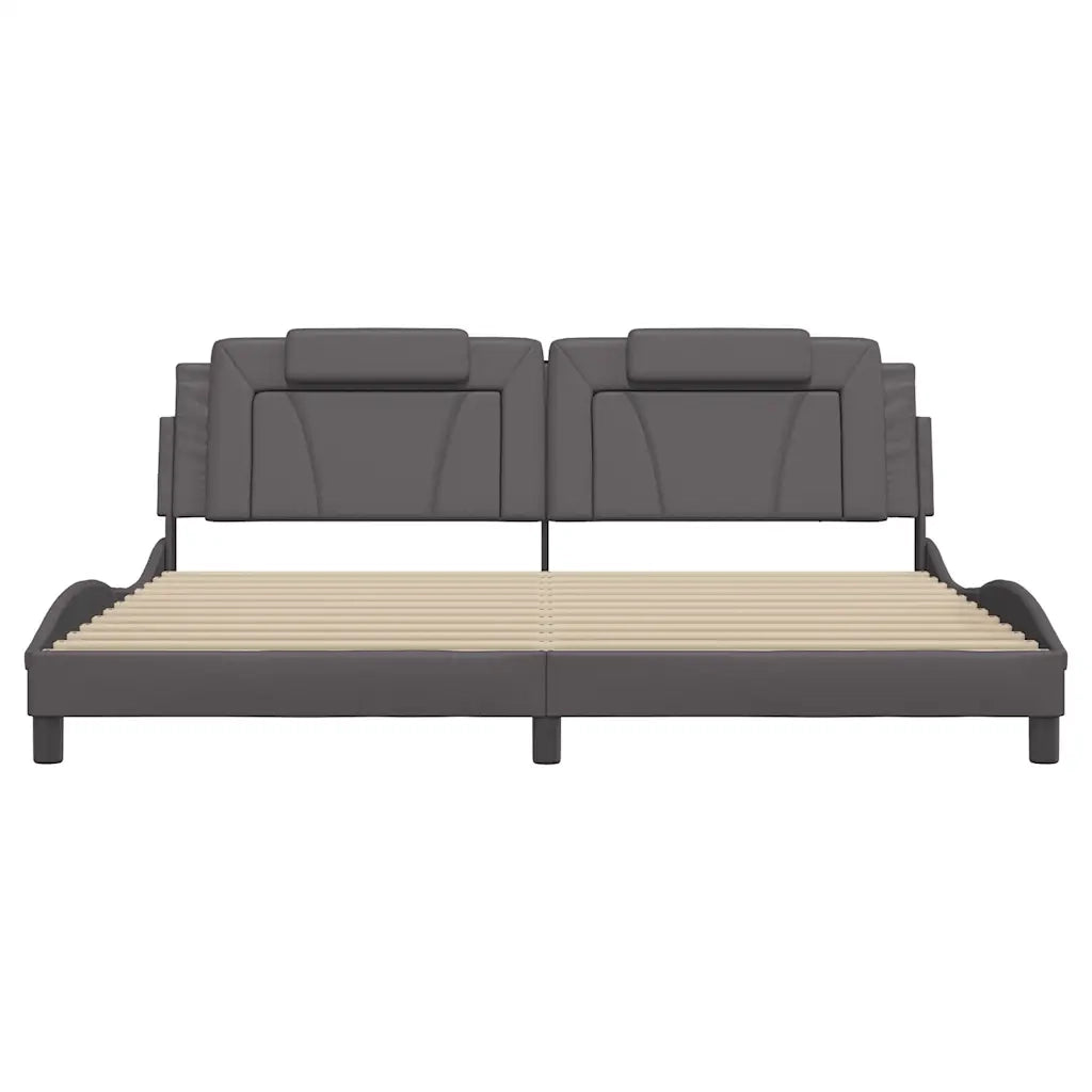 Giroletto con Testiera Grigio 200x200 cm in Similpelle