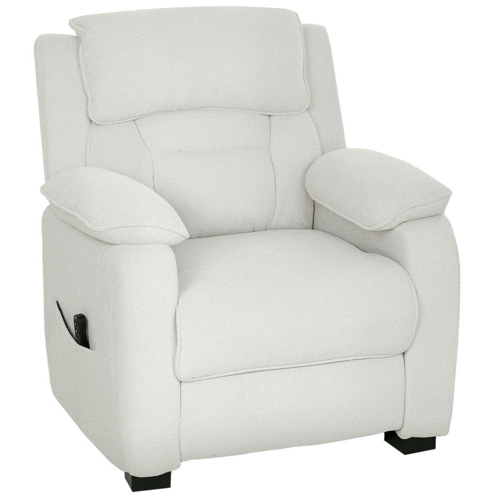Poltrona relax elettrica reclinabile con poggiapiedi, tasche laterali e telecomando ¨C zephmum ¨C 86x90x103cm crema