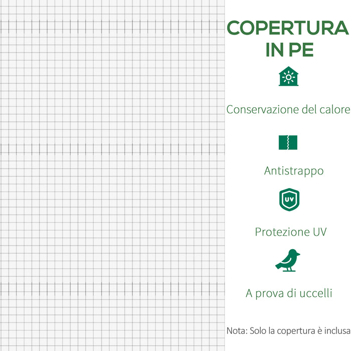Telo per Serra 3x2x2 m con 6 Finestre Porta Avvolgibile e Bordi Interrati in PE Bianco
