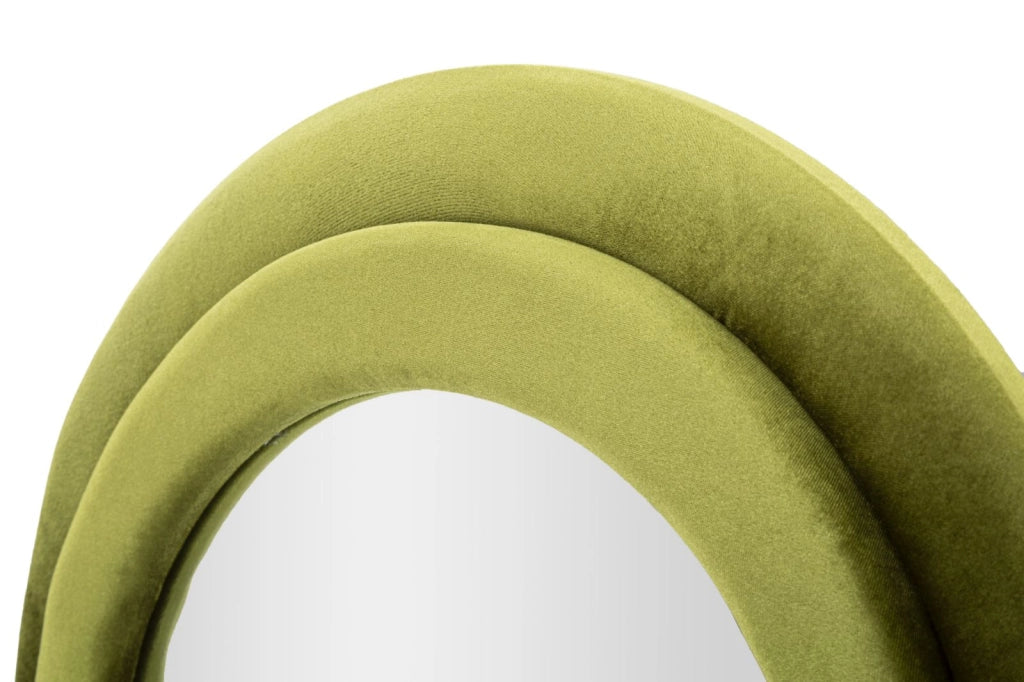 Specchio da Muro Miki Velluto Verde 60x4x160 cm in MDF e Poliestere e Specchio Verde