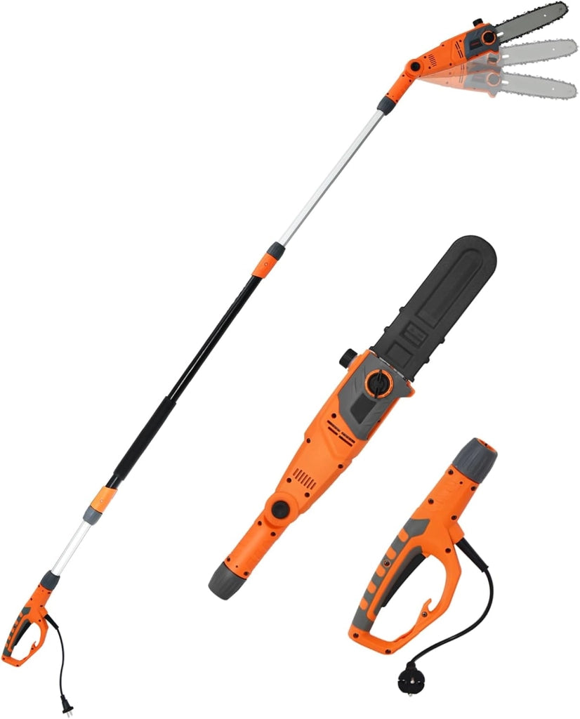 Potatore Telescopico Elettrica 750W, Sega Potatrice, Lama 20 cm di Lungezza e 60° di Inclinazione, Lunghezza Regolabile 212-286 cm, Velocità di Taglio 11 m/s