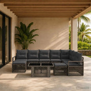 Set Divano da Giardino 10 pz Grigio e Grigio Scuro polyrattan 3437186