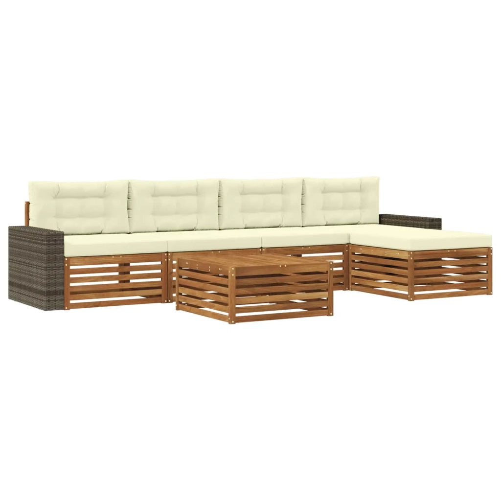 Set di divani da esterno 6 pcs Naturale e Crema 79 x 79 x 37 cm 3383278