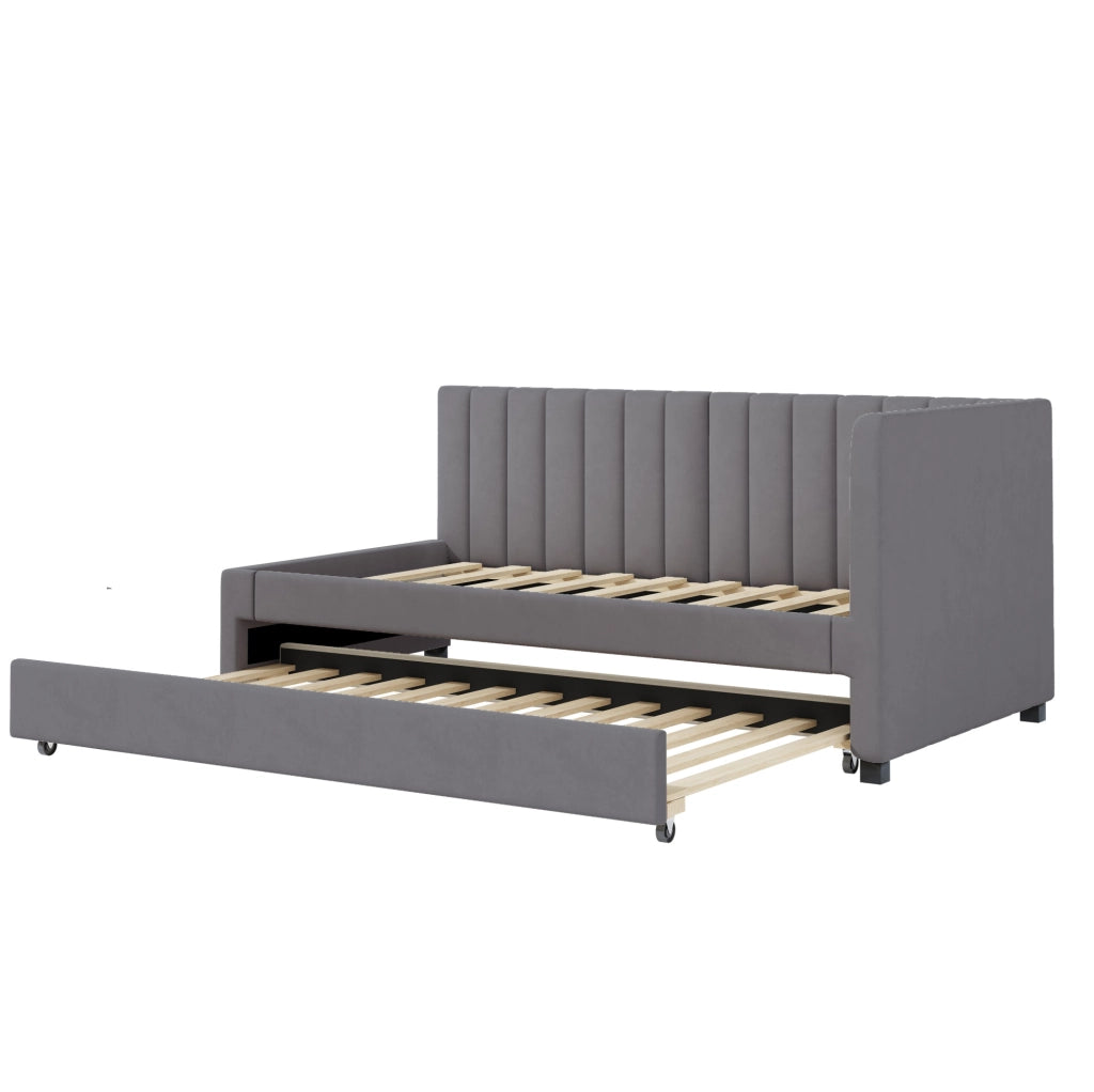 Letto imbottito estraibile 90 x 200 cm in velluto grigio
