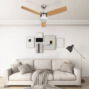 Ventilatore Soffitto Luce e Telecomando 108cm Marrone Chiaro 51490