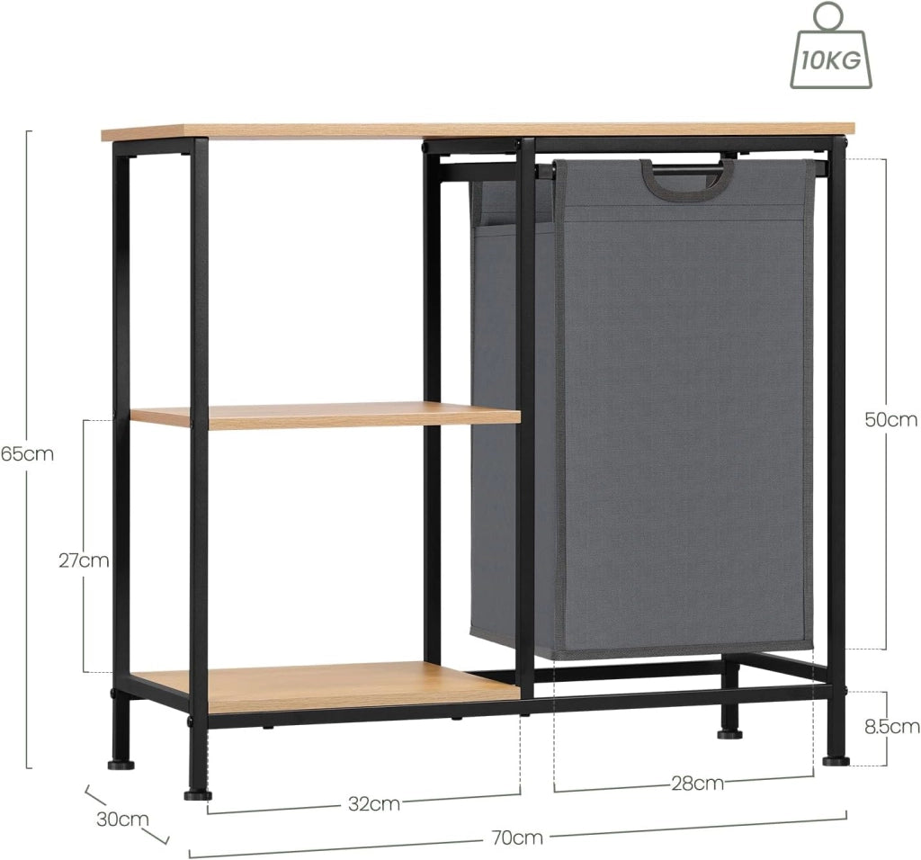 Mobile Bagno con Portabiancheria, Sacco per Bucato Rimovibile, Mobile Lavanderia a 4 Livelli, Cesto per Il Bucato in Tessuto Oxford da 31 L, 70x30x65 cm
