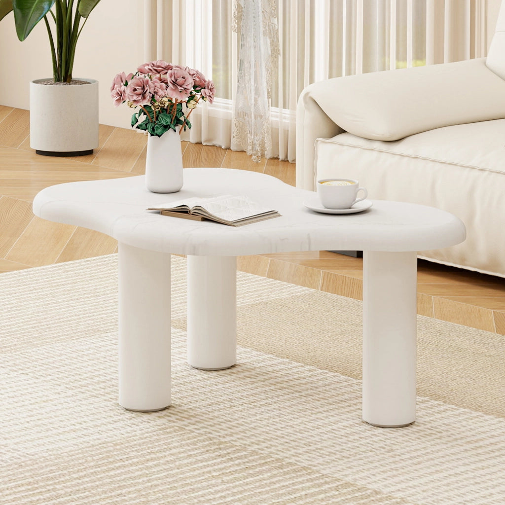 TAVOLINO DA SALOTTO Effetto Marmo 102,5x72,7x19,5 cm Bianco
