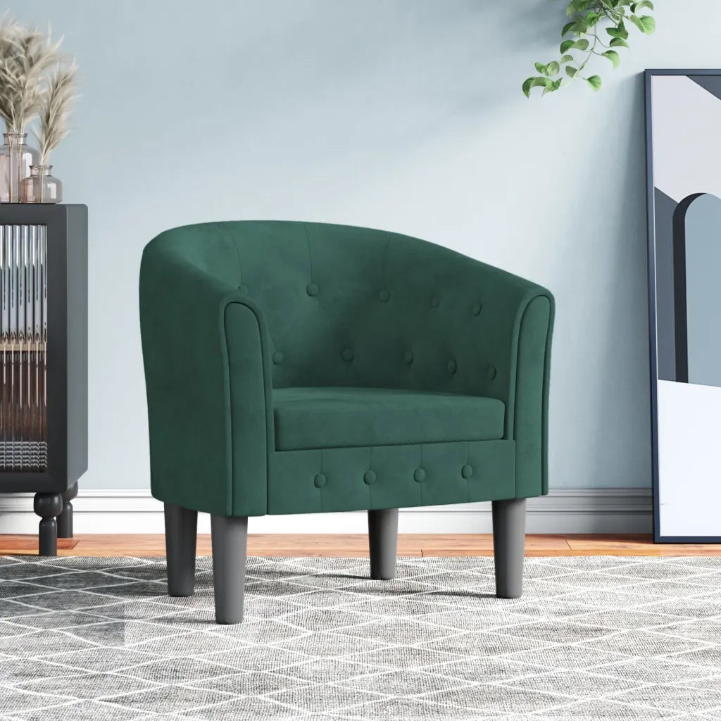 Poltrona Cabriolet Verde Scuro in Velluto 356472