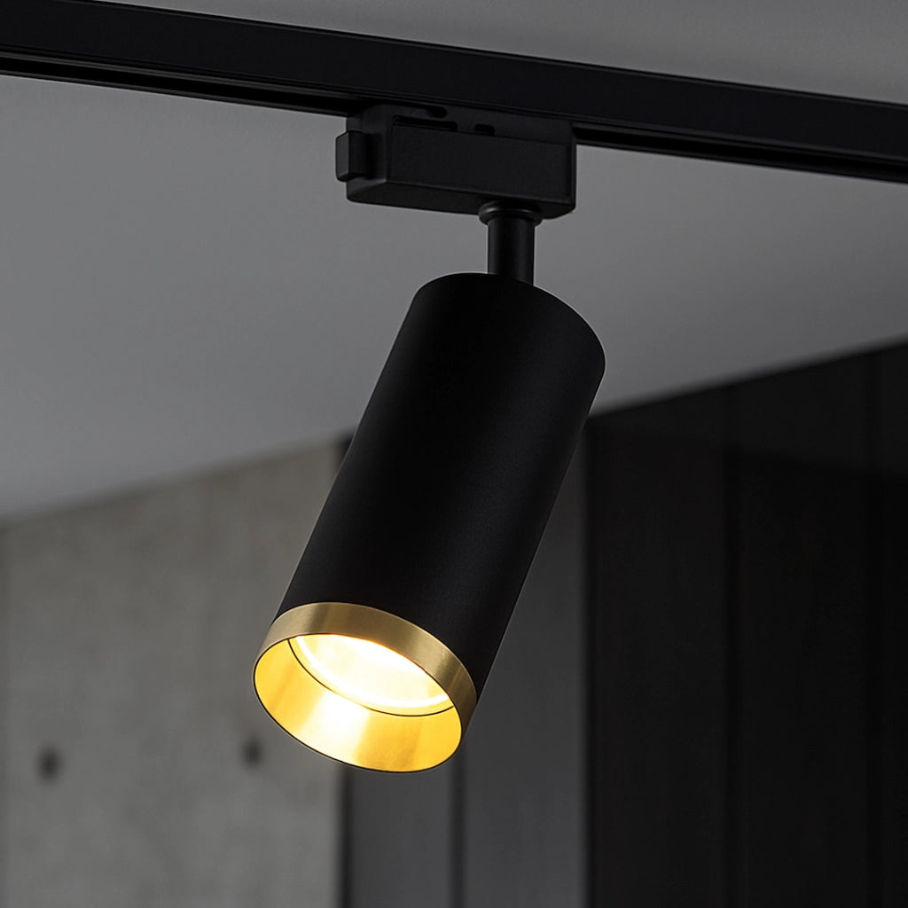 Faretto su binario 3 circuiti nero/oro GU10 10W Mica