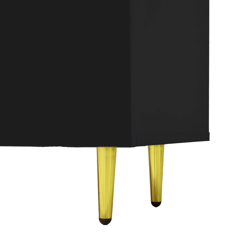 Mobile TV in MDF nero lucido con 4 ante e cerniere soft-close; 170 x 35 x 46 cm