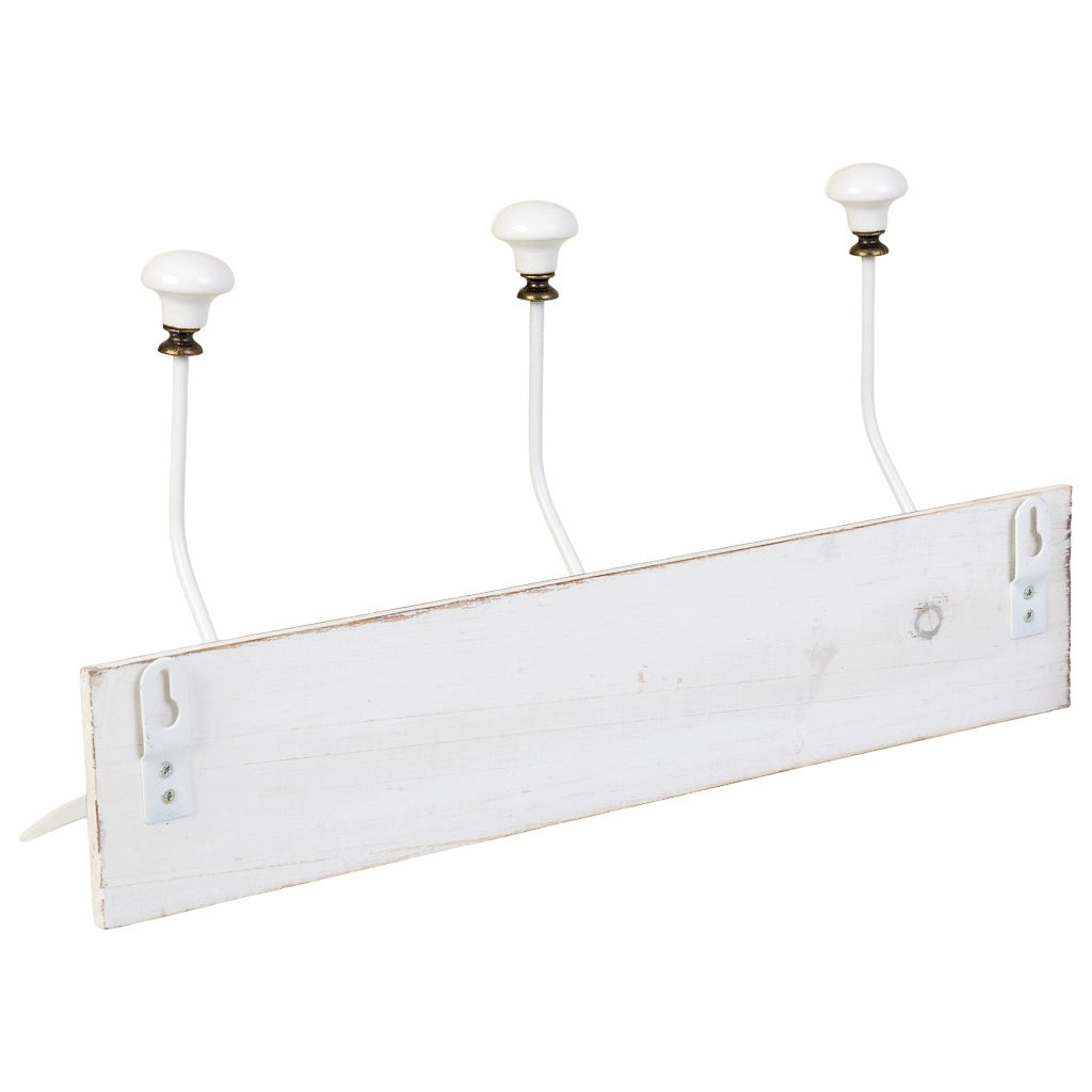 Appendiabiti da parete in legno con 3 ganci 39x1,3x8h cm